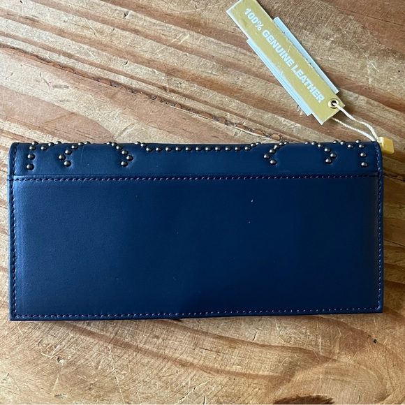 Aimee Kestenberg 100% Genuine Leather Wallet Navy Blue Studded NWT - Picture 5 of 10